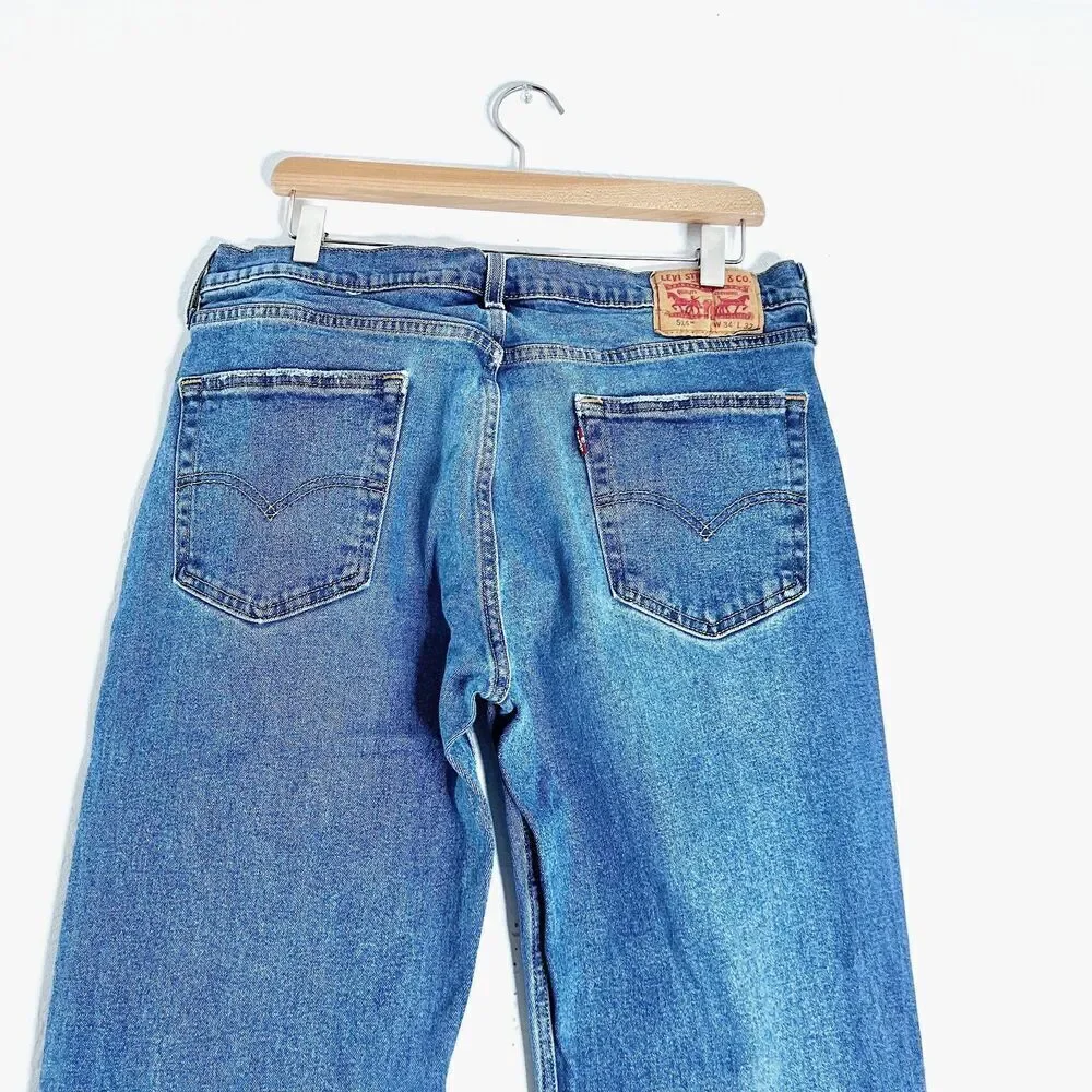 Levi's 514 Jeans Medium Wash Mid Rise Denim Size 34x32